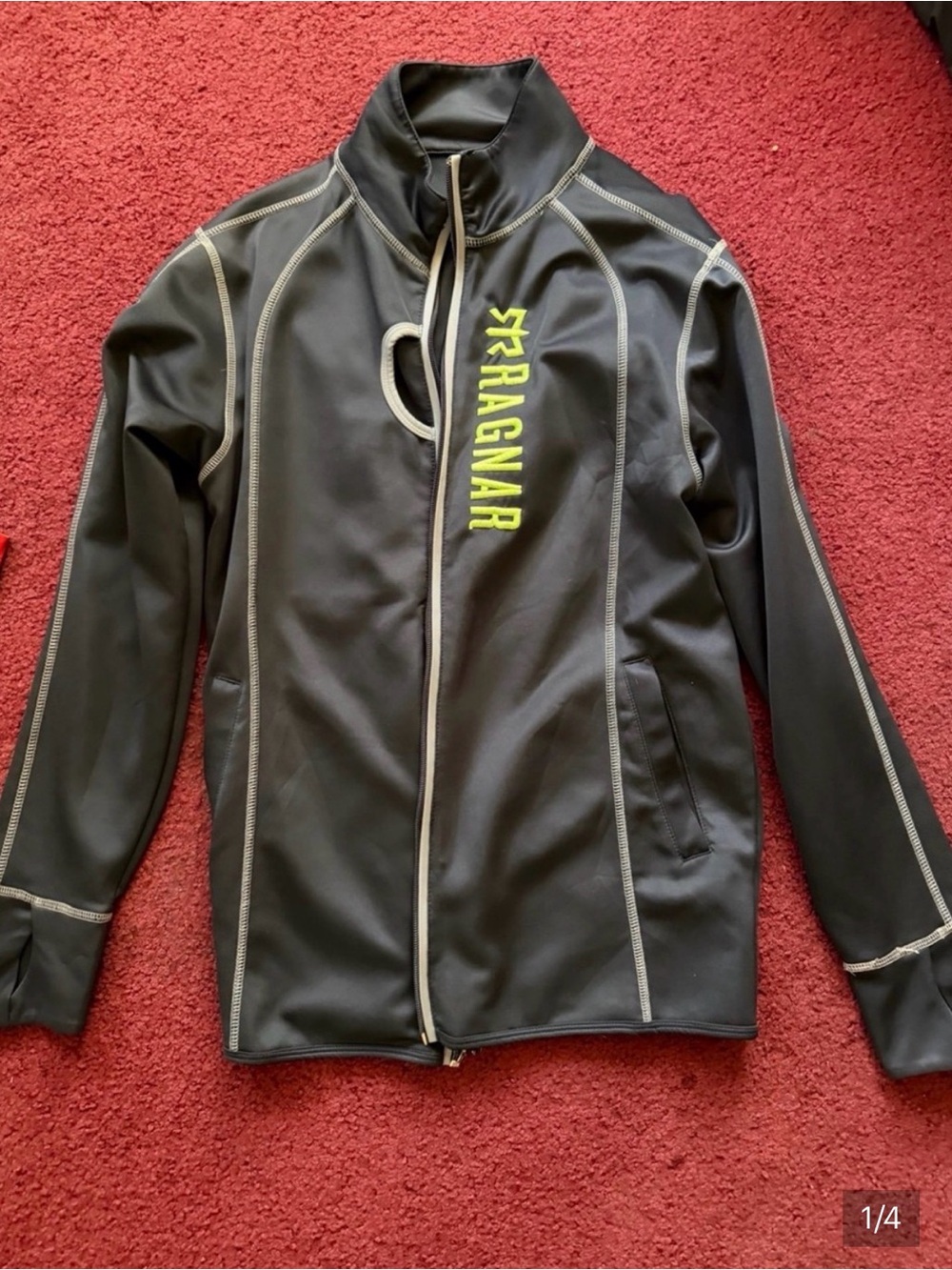 Ragnar Black Zip-Up Performance Jacket with Neon Logo